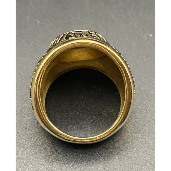 US Veteran Gold Tone Signet Ring Size 8 Military Tribute Unisex All Branches - Picture 4 of 12